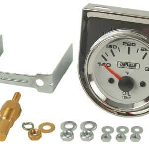 Lighted Black on White 2-1/16" Electric Oil Temperature Gauge Kit