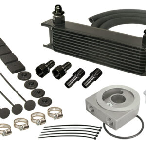 10 Row Series 10000 Stack Plate Universal Engine Oil Cooler Kit, Low Profile Sandwich Adapter