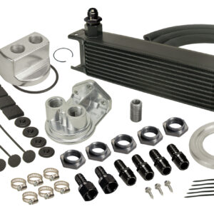 10 Row Series 10000 Stack Plate Universal Engine Oil Cooler Kit, Spin On Adapter