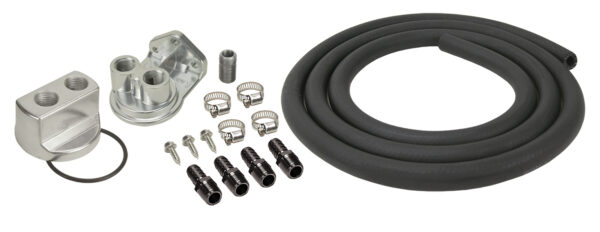 Engine Oil Filter Relocation Kit, 1/2" NPT Ports with 18x1.5mm Engine Thread Size