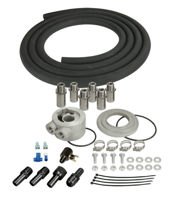 Universal Remote Engine Oil Cooler Mounting Kit with in-line thermostat