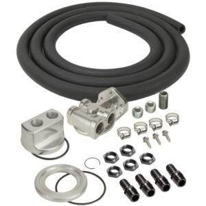 Single Mount Universal Oil Filter Relocation Kit, 1/2'' NPT Side Ports, 3/4''-16 Filter Thread