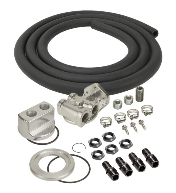 Single Mount Universal Oil Filter Relocation Kit, 1/2'' NPT Side Ports, 3/4''-16 Filter Thread