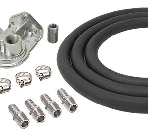 Single Mount Universal Oil Filter Relocation Kit, 1/2" NPT Ports Up, 3/4"-16 Filter Thread