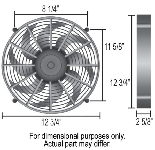 12'' H.O. Single RAD Pusher/Puller Fan with Premium Mount Kit - 12-3/4''W x 12-3/4''H x 2-5/8''D - Image 3