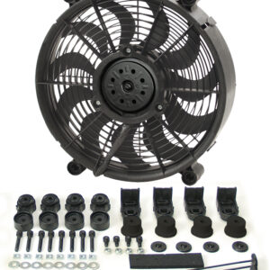 12'' H.O. Single RAD Pusher/Puller Fan with Premium Mount Kit - 12-3/4''W x 12-3/4''H x 2-5/8''D