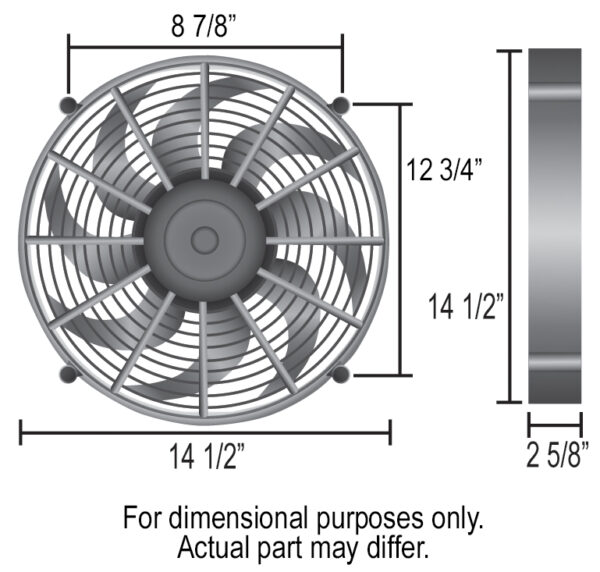 14'' H.O. Single RAD Pusher/Puller Fan with Premium Mount Kit - 14-1/2''W x 14-1/2''H x 2-5/8''D - Image 3