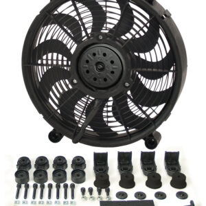 14'' H.O. Single RAD Pusher/Puller Fan with Premium Mount Kit - 14-1/2''W x 14-1/2''H x 2-5/8''D