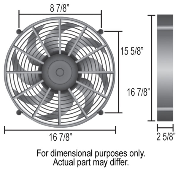17'' H.O. Single RAD Pusher/Puller Fan with Premium Mount Kit - 16-7/8''W x 16-7/8''H x 2-5/8''D - Image 3