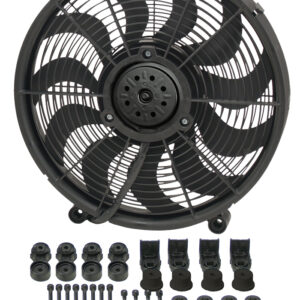 17'' H.O. Single RAD Pusher/Puller Fan with Premium Mount Kit - 16-7/8''W x 16-7/8''H x 2-5/8''D