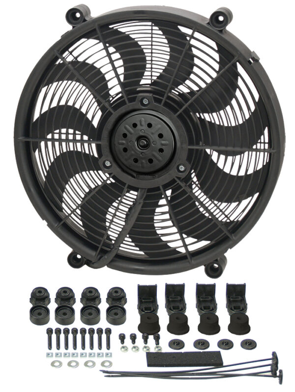 17'' H.O. Single RAD Pusher/Puller Fan with Premium Mount Kit - 16-7/8''W x 16-7/8''H x 2-5/8''D