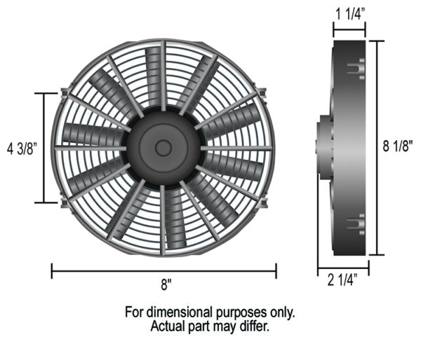 8" Dyno-Cool Straight Blade Electric Fan - 8"W x 8-1/8"H x 2-1/4"D - Image 2