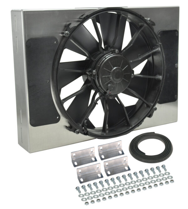 Powerpack - High Output Single 12'' Electric RAD Fan/Aluminum Shroud Kit - 18''W x 13''H x 4''D