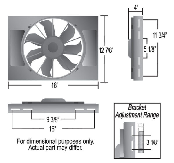 Powerpack - High Output Single 12'' Electric RAD Fan/Aluminum Shroud Kit - 18''W x 13''H x 4''D - Image 3