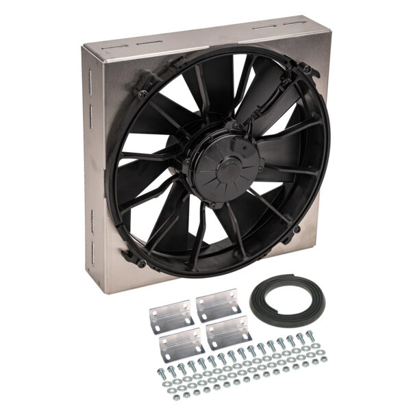 Powerpack - High Output Single 12'' Electric RAD Fan/Aluminum Shroud Kit - 13''W x 13''H x 4''D