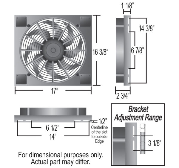Powerpack - High Output Single 17'' Electric RAD Fan/Aluminum Shroud Kit - 17''W x 16-3/8'' x 2-3/4''D - Image 2