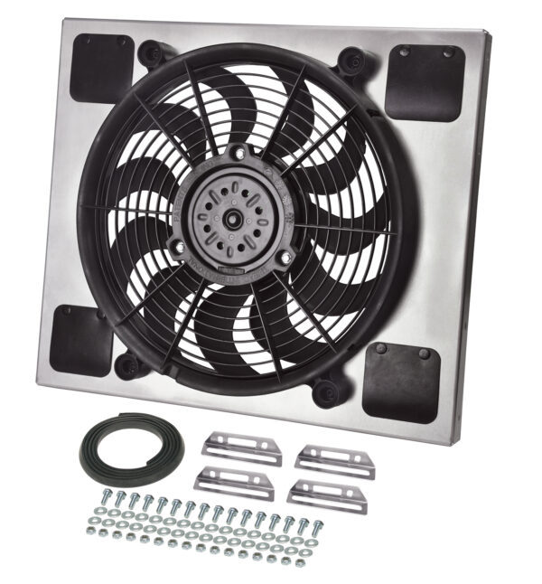 Powerpack - High Output Single 17'' Electric RAD Fan/Aluminum Shroud Kit - 17''W x 16-3/8'' x 2-3/4''D