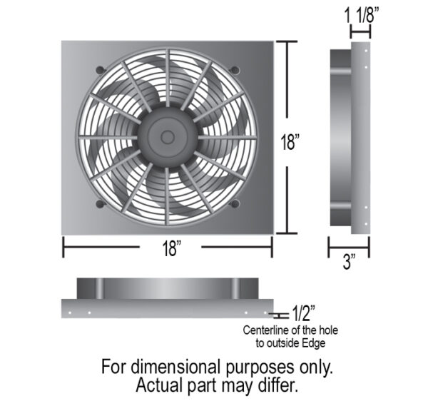 Powerpack - High Output Single 17'' Electric RAD Fan/Aluminum Shroud Kit - 18''W x 18''H x 3''D - Image 2