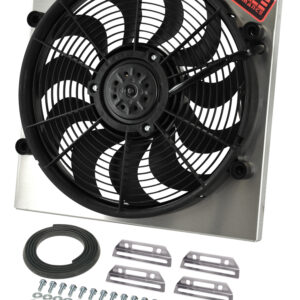Powerpack - High Output Single 17'' Electric RAD Fan/Aluminum Shroud Kit - 18''W x 18''H x 3''D