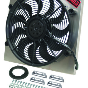 Powerpack - High Output Single 17'' Electric RAD Fan/Aluminum Shroud Kit - 18 3/4''W x 17 5/8''H x 3''D