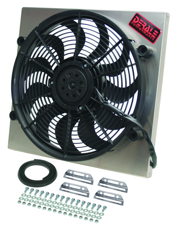 Powerpack - High Output Single 17'' Electric RAD Fan/Aluminum Shroud Kit - 18 3/4''W x 17 5/8''H x 3''D