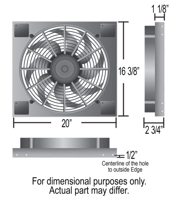 Powerpack - High Output Single 14'' Electric RAD Fan/Aluminum Shroud Kit - 20''W x 16 3/8''H x 2 3/4''D - Image 2