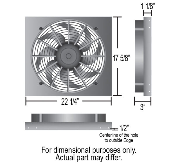 Powerpack - High Output Single 17'' Electric RAD Fan/Aluminum Shroud Kit - 22 1/4''W x 17 5/8''H x 3''D - Image 2