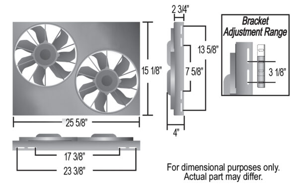 Powerpack - High Output Dual 12'' Electric RAD Fan/Aluminum Shroud with PWM Controller - 25-5/8''W x 15-1/8''H x 4''D - Image 5