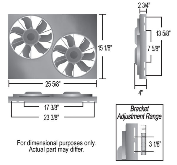 Powerpack - High Output Dual 12'' Electric RAD Fan/Aluminum Shroud Kit - 25-5/8''W x 15-1/8''H x 4''D - Image 2