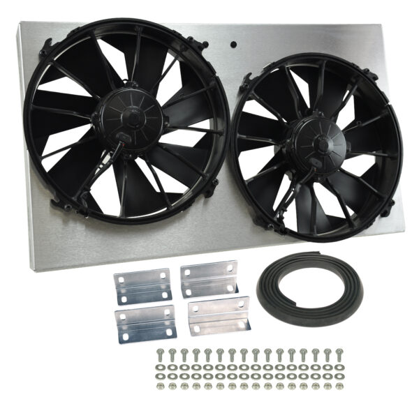 Powerpack - High Output Dual 12'' Electric RAD Fan/Aluminum Shroud Kit - 25-5/8''W x 15-1/8''H x 4''D