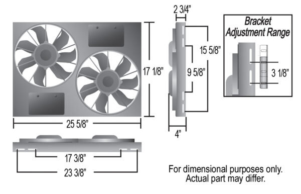 Powerpack - High Output Dual 12'' Electric RAD Fan/Aluminum Shroud with PWM Controller - 25-5/8''W x 17-1/8''H x 4''D - Image 5