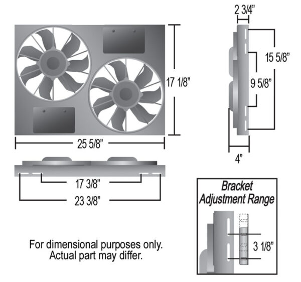 Powerpack - High Output Dual 12'' Electric RAD Fan/Aluminum Shroud Kit - 25-5/8''W x 17-1/8''H x 4''D - Image 2