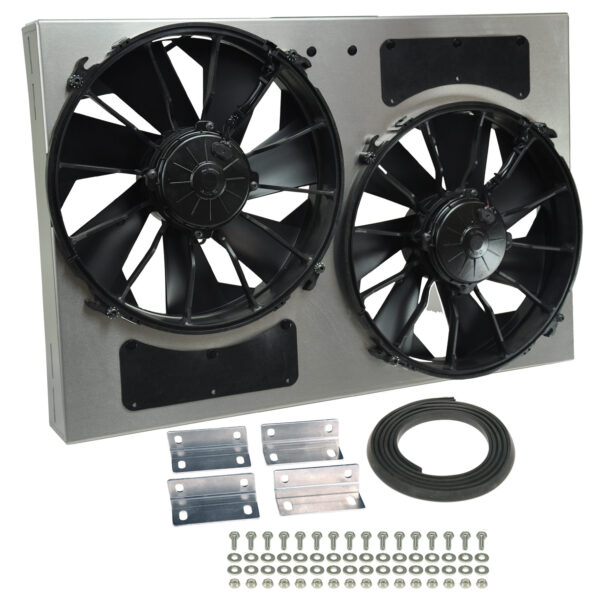 Powerpack - High Output Dual 12'' Electric RAD Fan/Aluminum Shroud Kit - 25-5/8''W x 17-1/8''H x 4''D