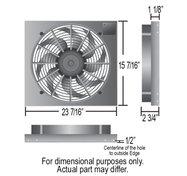 Powerpack - High Output Single 14'' Electric RAD Fan/Aluminum Shroud Kit - 23 7/16''W x 15 7/16''H x 2 3/4''D - Image 2