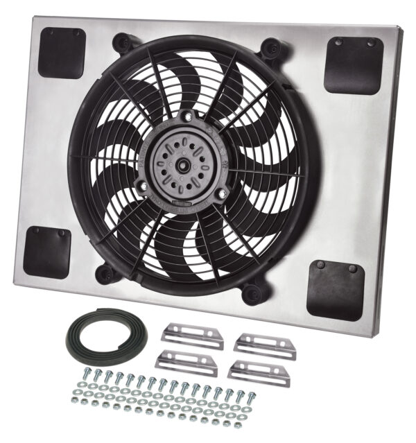 Powerpack - High Output Single 14'' Electric RAD Fan/Aluminum Shroud Kit - 23 7/16''W x 15 7/16''H x 2 3/4''D