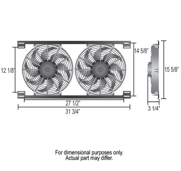 Dual 14'' Electric Tornado Fan Kit - W-31-3/4'' x H-15-5/8'' x D-3-1/4'' - Image 2