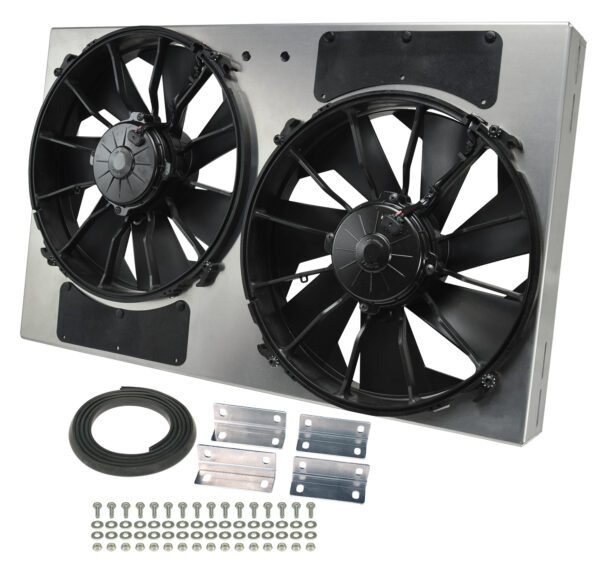 Powerpack - High Output Dual 12'' Electric RAD Fan/Aluminum Shroud Kit - 26-3/8''W x 16''H x 4''D