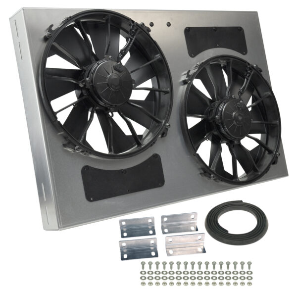Powerpack - High Output Dual 12'' Electric RAD Fan/Aluminum Shroud Kit - 27''W x 18''H x 4''D