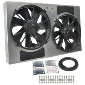 Powerpack - High Output Dual 12'' Electric RAD Fan/Aluminum Shroud Kit - 28-1/4''W x 17''H x 4''D