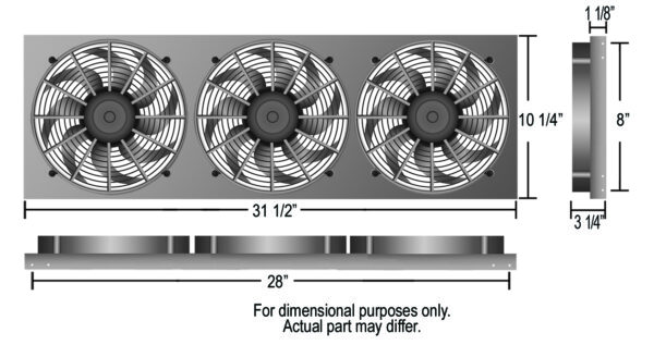 Powerpack - Direct Fit 1987-2001 Jeep Cherokee Triple 9'' Electric Fan/Aluminum Shroud Kit - 31-1/2''W x 10-1/4''H x 3-1/4''D - Image 5