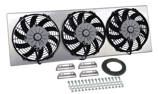 Powerpack - Direct Fit 1987-2001 Jeep Cherokee Triple 9'' Electric Fan/Aluminum Shroud Kit - 31-1/2''W x 10-1/4''H x 3-1/4''D
