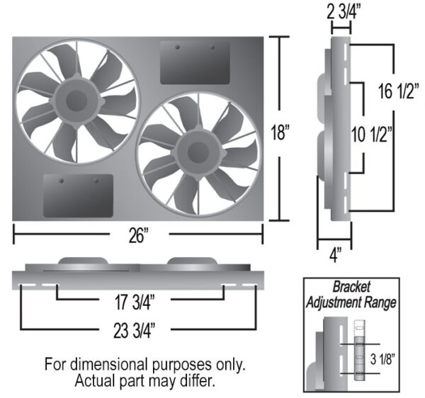 Powerpack - High Output Dual 12'' Electric RAD Fan/Aluminum Shroud Kit - 26''W x 18''H x 4''D - Image 2