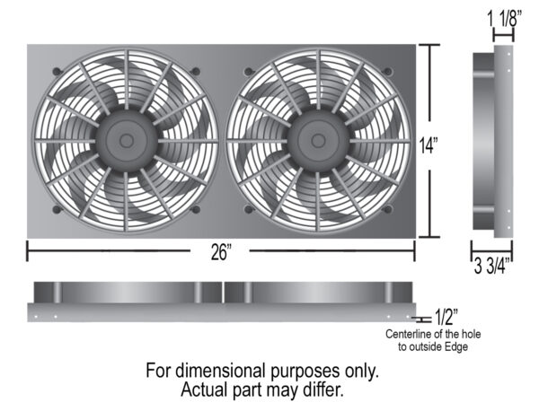 Powerpack - High Output Dual 12'' Electric RAD Fan/Aluminum Shroud Kit - 26''W x 14''H x 3-3/4''D - Image 6