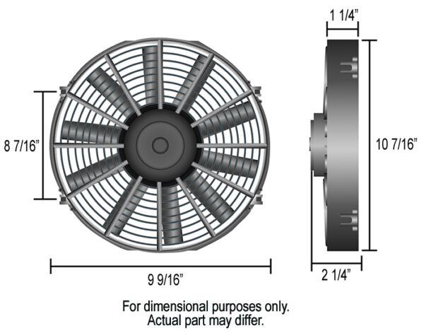 9" Dyno-Cool Straight Blade Electric Fan - 9-9/16"W x 10-7/16"H x 1-1/4"D - Image 2