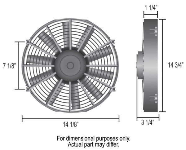 14" Dyno-Cool Straight Blade Electric Fan - 14-18"W x 14-3/4"H x 1-1/4"D - Image 2