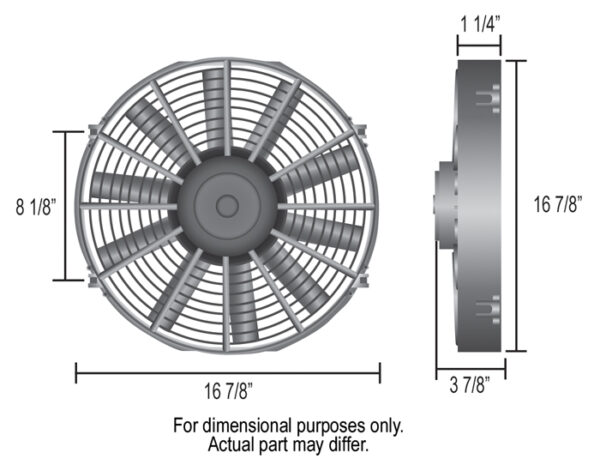 16" Dyno-Cool Straight Blade Electric Fan - 16-7/8"W x 16-7/8"H x 1-1/4"W - Image 2