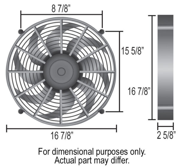 17'' High Output RAD Pusher Fan - 16-7/8''W x 16-7/8''H x 2-5/8''D - Image 4