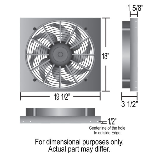 Powerpack - High Output Single 17'' Electric RAD Fan/Aluminum Shroud Kit - 19-1/2''W x 18''H x 3-1/2''D - Image 2