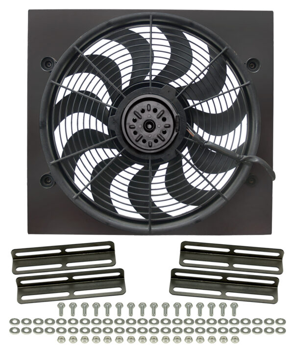 Powerpack - High Output Single 17'' Electric RAD Fan/Aluminum Shroud Kit - 19-1/2''W x 18''H x 3-1/2''D