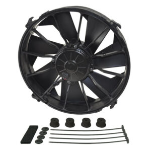12'' High Output Single RAD Pusher/Puller Fan with Standard Mount Kit - 13-1/8''W x 13-1/8''H x 3-1/2''D